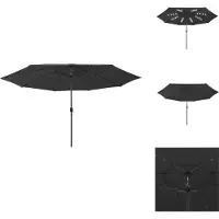 vidaXL Parasol avec lumières LED et mât métallique 400 cm Noir - Parasols & ombrelles