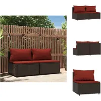 vidaXL Canapés centraux de jardin avec coussins 2 pcs. Marron Poly Rotin - Canapés de jardin