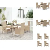 vidaXL Ensemble de jardin 5 pièces avec coussins Beige Poly rotin - chaises de jardin