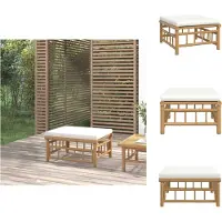 vidaXL Tabouret de jardin avec coussin blanc crème Bambou - éléments de canapé de jardin