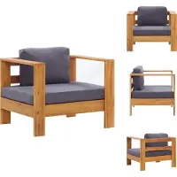 vidaXL Chaise de jardin avec coussins gris foncé acacia massif - éléments de canapé de jardin