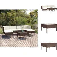 vidaXL Ensemble de salon de jardin 7 pièces avec coussins Poly rotin brun - Ensemble de meubles de jardin