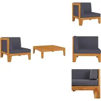 vidaXL Ensemble de salon de jardin 2 pièces avec coussins en bois massif d'acacia - éléments de canapé de jardin