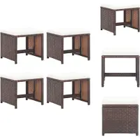vidaXL Tabouret de jardin 4 pièces avec coussin Poly Rotin Marron - Chaises de jardin