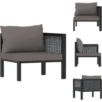 vidaXL Elément d'angle de canapé avec accoudoir gauche Poly rotin Anthracite - Eléments de canapés de jardin