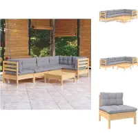 vidaXL Ensemble salon de jardin 6 pièces avec coussins gris pin - Ensembles de meubles de jardin