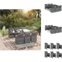 vidaXL Ensemble de jardin 7 pièces avec coussins Poly Rotin Gris - Ensemble de meubles de jardin