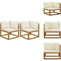 vidaXL Canapés d'angle modulables 2 pièces avec coussins blanc crème - éléments de canapés de jardin