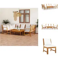vidaXL Ensemble de salon de jardin 9 pièces avec coussins Crème Bois massif Acacia - Ensembles de meubles de jardin