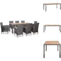 vidaXL Ensemble de jardin 9 pièces avec coussins Poly Rotin Gris - Ensemble de meubles de jardin