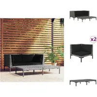 vidaXL Ensemble de salon de jardin 3 pièces gris foncé Poly rotin semi-circulaire - éléments de canapé de jardin
