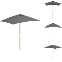 vidaXL Parasol avec mât en bois 150 x 200 cm Anthracite - Parasols & Protection solaire