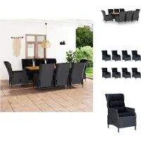 vidaXL Ensemble de jardin 9 pièces avec coussins Poly Rotin Gris Foncé - Ensemble de meubles de jardin