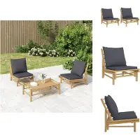 vidaXL Chaises de jardin 2 pcs. avec coussins gris foncé bambou - éléments de canapé de jardin