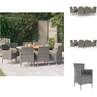 vidaXL Ensemble de jardin 9 pièces avec coussins Noir - Ensemble de meubles de jardin