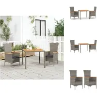 vidaXL Ensemble de jardin 3 pièces avec coussins Gris Poly rotin - chaises de jardin