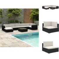 vidaXL 8-tlg. Set de salon de jardin avec auflagen Poly Rattan Schwarz