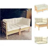 vidaXL Canapé de jardin 2 places avec coussin crème pin massif - Canapés de jardin