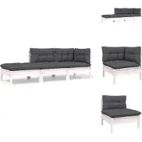 vidaXL Ensemble de salon de jardin 3 pièces avec coussins blanc pin massif - éléments de canapé de jardin