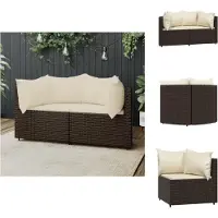 vidaXL Canapé d'angle de jardin avec coussins 2 pcs. Marron Poly Rotin - Canapés de jardin