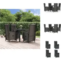 vidaXL Ensemble de jardin 5 pièces avec coussins noir poly rotin - Ensemble de meubles de jardin
