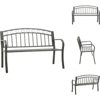 vidaXL Banc de jardin Gris 120 cm Acier - Bancs de jardin