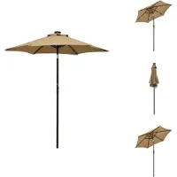 vidaXL Parasol avec lumières LED, taupe, 200 x 211 cm, aluminium - Parasols et protections solaires