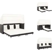 vidaXL Canapé-lit 3 places extensible avec toit Poly rotin noir - Canapés de jardin