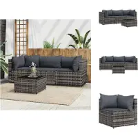 vidaXL Ensemble de salon de jardin 4 pièces avec coussins Gris Poly rotin - Canapés de jardin