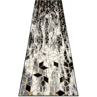 Rugsx Tapis, le tapis de couloir GLOSS moderne 409A 82 cube élégant, glamour, art deco noir / gris / or 70x300 cm