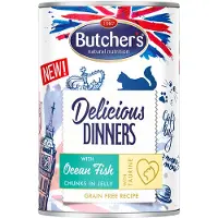 Butcher's Delicious Dinners nourriture pour chats, morceaux de poissons de mer en gelée 12x400g