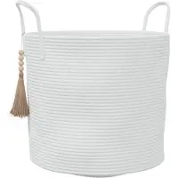 vidaXL Panier de rangement blanc Ø40x35 cm coton