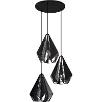 QAZQA Suspension industrielle noire avec grille 3 lumières - Carcass