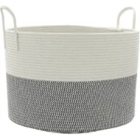 vidaXL Panier de rangement gris et blanc Ø51x33 cm coton