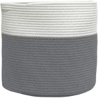 vidaXL Panier de rangement gris et blanc Ø40x35 cm coton