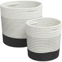 vidaXL Paniers de rangement 2 pcs blanc et noir coton