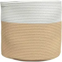 vidaXL Panier de rangement beige et blanc Ø40x35 cm coton