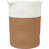 vidaXL Panier de rangement marron et blanc Ø49x65 cm coton