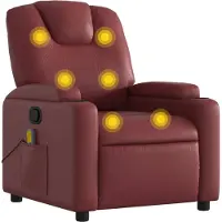 vidaXL Fauteuil de massage vin rouge similicuir