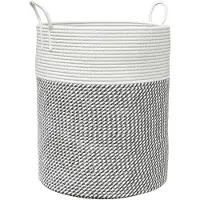 vidaXL Panier de rangement gris et blanc Ø38x46 cm coton