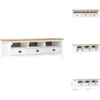 vidaXL Armoire TV Hill Blanc 158x40x47 cm Pin massif - Meuble TV