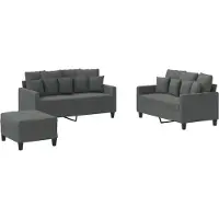 vidaXL Ensemble de canapés 3 pièces avec coussins Tissu gris foncé