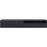Selsey VELDIO - Meuble TV suspendu avec plateau ouvert, noir 175 cm