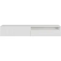 Selsey VELDIO - Meuble TV suspendu avec plateau ouvert, blanc 175 cm