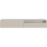 Selsey VELDIO - Meuble TV suspendu avec compartiment ouvert, gris beige taupe 175 cm
