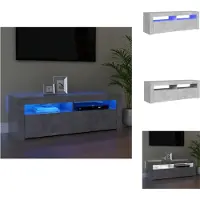 vidaXL Armoire TV avec éclairage LED gris béton 120x35x40 cm - Meuble TV