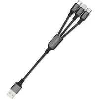 4smarts - 3in1 cable ForkCord 20 cm - Câble de recharge - noir