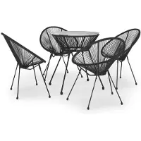The Living Store 5-pc. Ensemble de salle à manger de jardin PVC Rattan Noir
