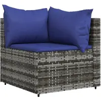 The Living Store Canapé d'angle de jardin avec coussins Gris Poly Rattan
