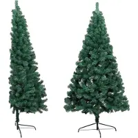 The Living Store Demi-sapin de Noël artificiel avec support Vert 120 cm PVC